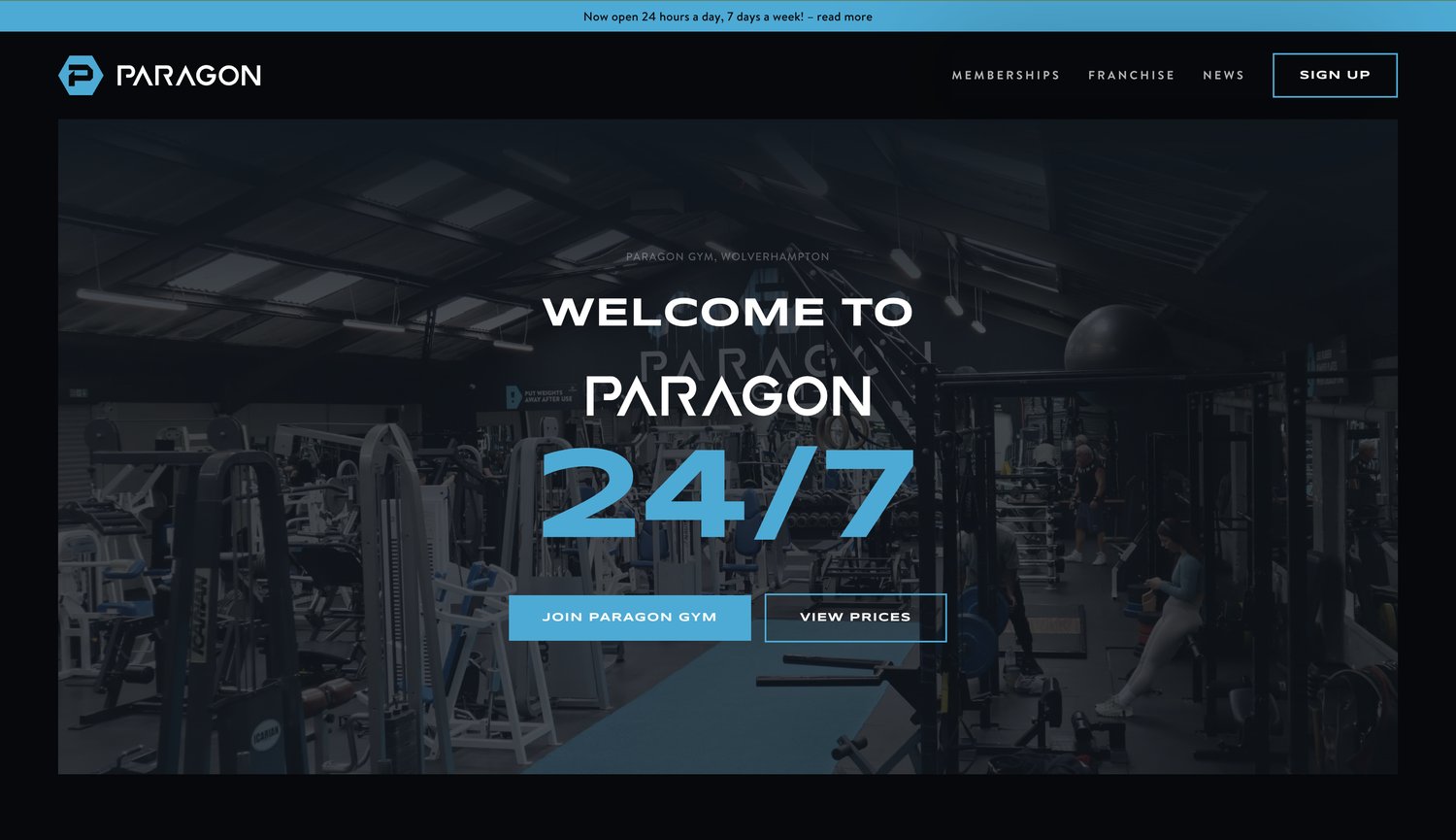 Paragon Gym homepage