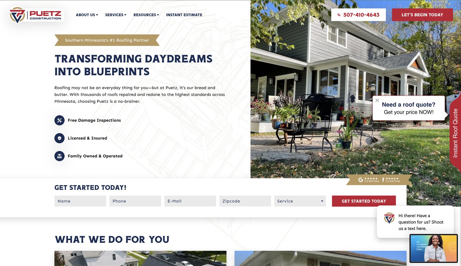 Puetz Construction homepage