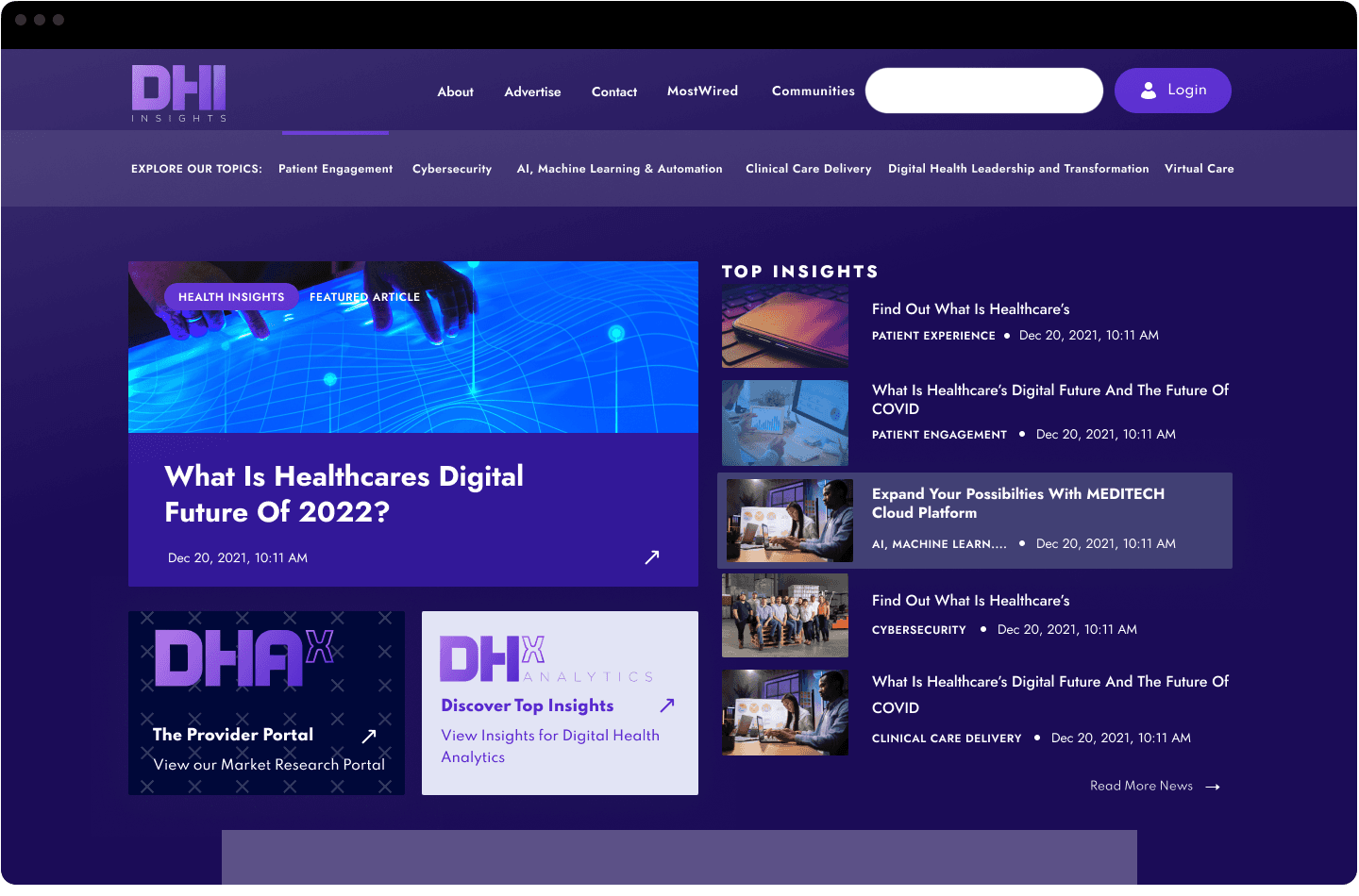 DHI digital health insights portal
