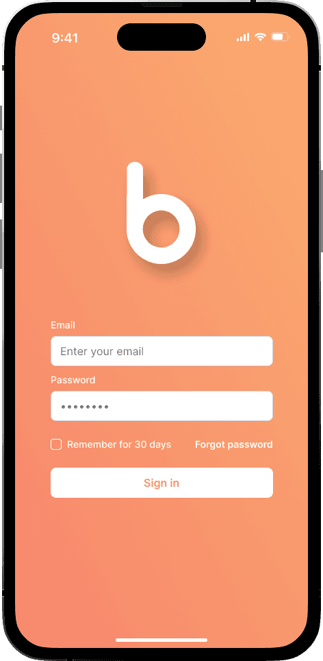 Mobile sign-in screen