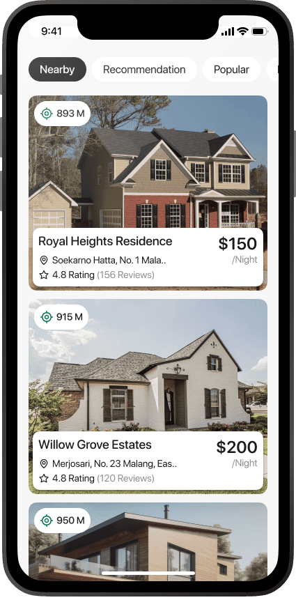 Real estate listings mobile app