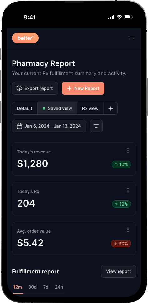 Pharmacy report mobile screen