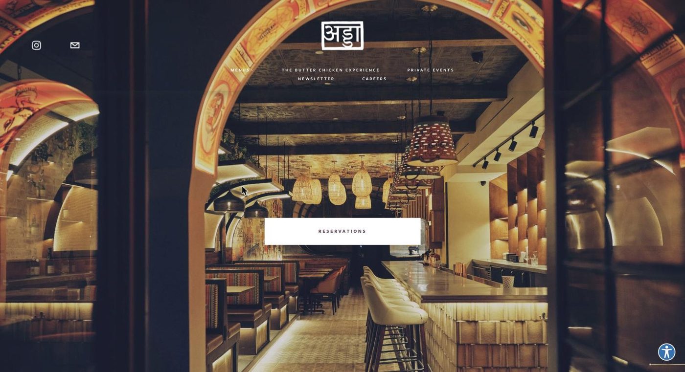 ADDA restaurant homepage